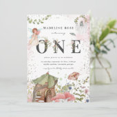 Magische Blumenmärsche 1. Geburtstag Party Einladung (Stehend Vorderseite)