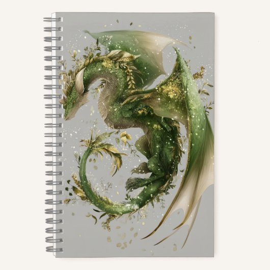 Magische Blumenschrift Green Wyvern Dragon Journal Notizblock (Vorderseite)