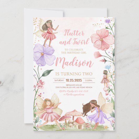 Magische Blumenzucht Prinzessin Whimsical Geburtst Einladung (Vorderseite)