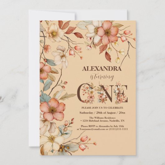 Magische Blüte 1. Geburtstag Party Einladung (Vorderseite)