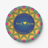Magische Bohemische Sonnenblume Mongram Mandala Pappteller (Vorderseite)