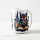 Magische Bücher-Eule Kaffeetasse (VorderseiteRechts)
