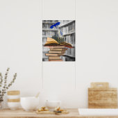 Magische Bücher mit Drachen und Burgposter Poster (Küche)
