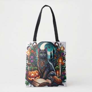 Magische Bücherliebende Schwarze Katze Tasche