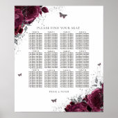 Magische Burgunder-Rose Hochzeitsdiagramm Poster (Vorne)