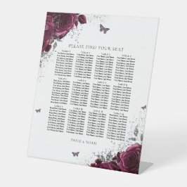 Magische Burgunder-Rose Hochzeitsdiagramm Sockelschild