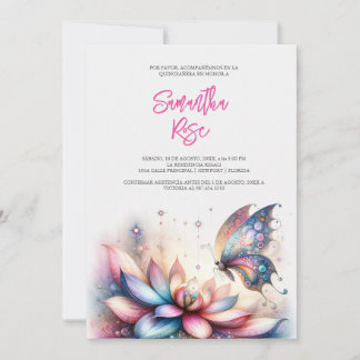Magische Butterfly-Einladungen Quinceanera