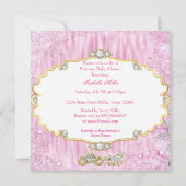 Magische Carriage Princess Baby Dusche Rosa Einladung (Rückseite)