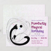 Magische Cat Moonlight Geburtstag Einladung (Vorne/Hinten)