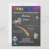 Magische Chalkboard Einhorn Süßigkeiten 2 Geburtst Einladung (Vorderseite)