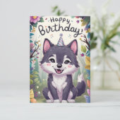 Magische Charming Wolf Digital Geburtstag Karte (Stehend Vorderseite)