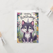 Magische Charming Wolf Digital Geburtstag Karte (Vorderseite/Rückseite Beispiel)