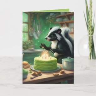 Magische Cottagecore-Küchen-Skunk-Geburtstagstorte Karte