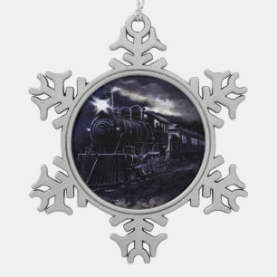 Magische Dampfmaschine viktorianischer Zug Schneeflocken Zinn-Ornament