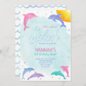 Magische Delphine Hübsch zum Geburtstag Einladung (Vorne/Hinten)