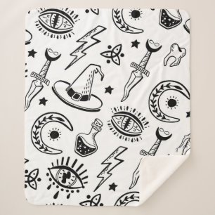 Magische Dinge, Tinte zeichnend auf einem weißen H Sherpadecke