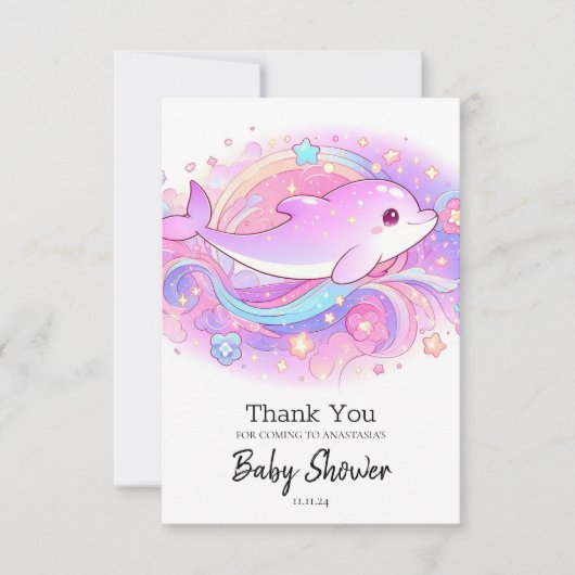Magische Dolphin-Babydusche Dankeskarte (Vorderseite)