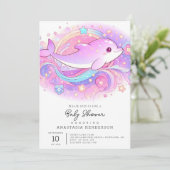 Magische Dolphin-Babydusche Einladung (Stehend Vorderseite)