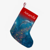 Magische Dolphin Einzigartiger Strand Thema Name Kleiner Weihnachtsstrumpf (Vorderansicht (hängend))
