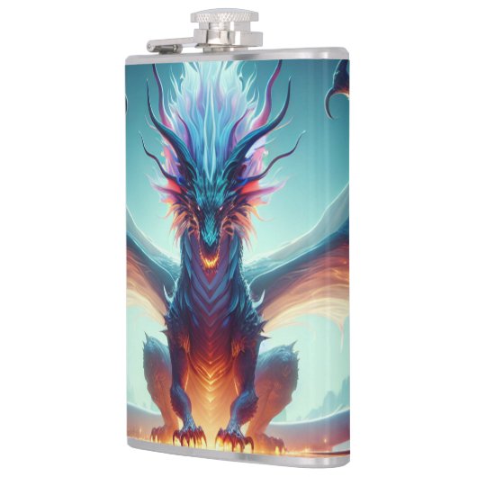 Magische Drachen Reflection Ai Art Flachmann (Links)