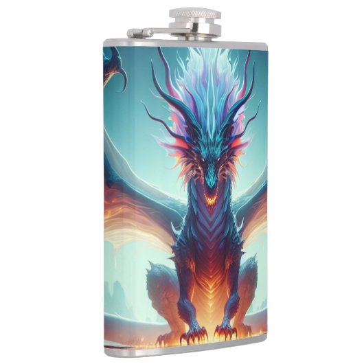 Magische Drachen Reflection Ai Art Flachmann (Rechts)