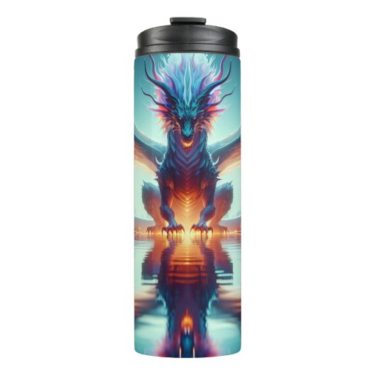 Magische Drachen Reflection Ai Art Thermosbecher (Vorderseite)