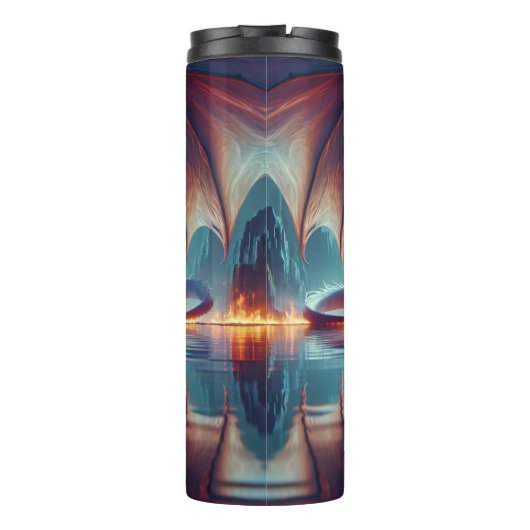 Magische Drachen Reflection Ai Art Thermosbecher (Rückseite)