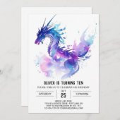 Magische Drachenfantasy Geburtstag Einladung (Vorne/Hinten)