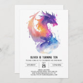 Magische Drachenfantasy Geburtstag Einladung (Vorne/Hinten)