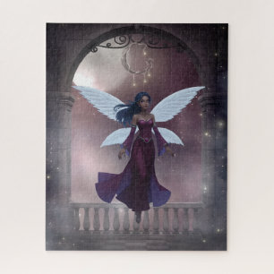 Magische dunkelhaarige Fee mit Mond Puzzle