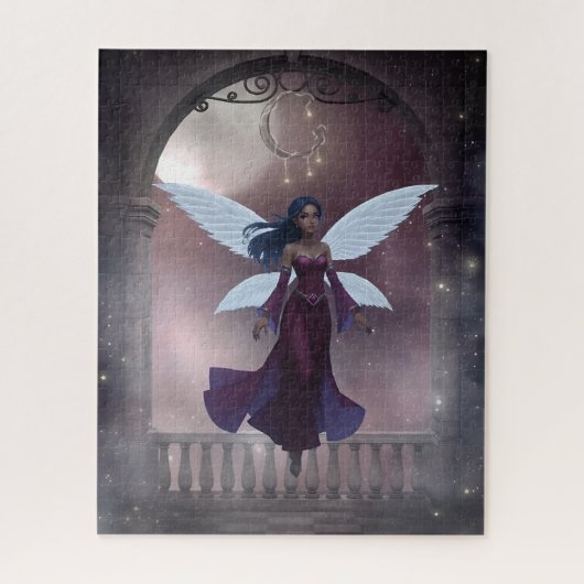Magische dunkelhaarige Fee mit Mond Puzzle (Vertikal)