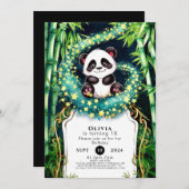 Magische einfache Kinder Panda Geburtstag Einladung (Vorne/Hinten)