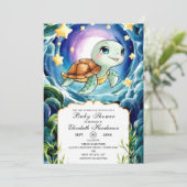 Magische, einfache Meeresschildkrötendusche Einladung (Stehend Vorderseite)