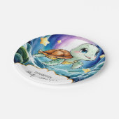 Magische, einfache Meeresschildkrötendusche Pappteller (Schrägansicht)