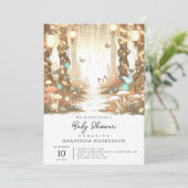 Magische, einfache, verzauberte Forest Baby-Dusche Einladung (Stehend Vorderseite)