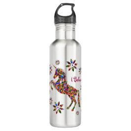 Magische Einhorn-Blume Ich glaube, personalisieren Edelstahlflasche