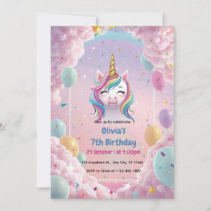Magische Einhorn-Geburtstagseinladung – Regenbogen Einladung