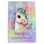 Magische Einhorn-Glitzern-Regenbogen Mittlere Geschenktüte (Rückseite)