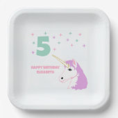 Magische Einhorn-Mädchen-Geburtstag Pappteller (Vorderseite)