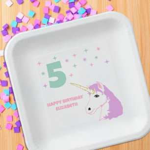 Magische Einhorn-Mädchen-Geburtstag Pappteller