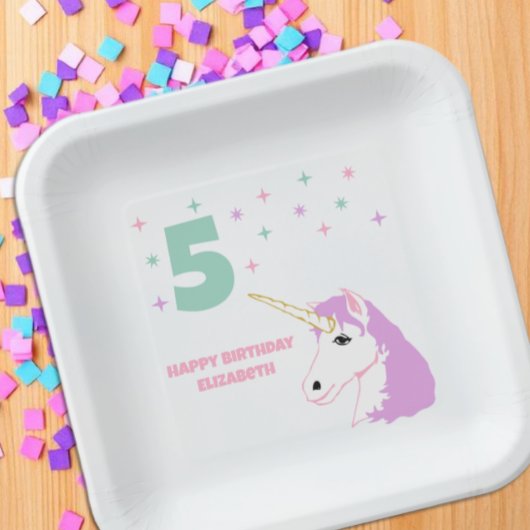 Magische Einhorn-Mädchen-Geburtstag Pappteller