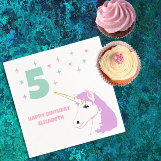 Magische Einhorn-Mädchen-Geburtstag Serviette