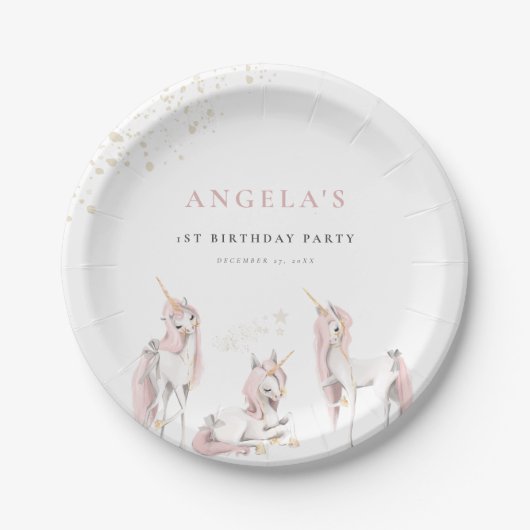 Magische Einhorn-Papierplatte Pappteller (Vorderseite)