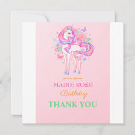 Magische Einhorn-Party-Geburtstag Dankeskarte