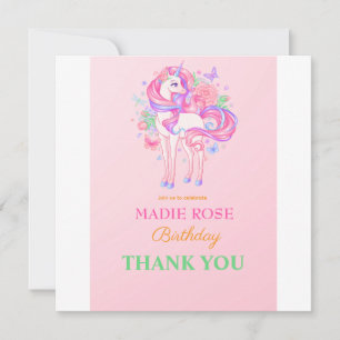 Magische Einhorn-Party-Geburtstag Dankeskarte