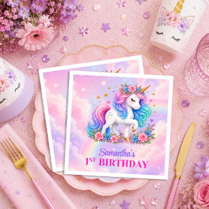 Magische Einhorn-Pastell-Geburtstagsservietten für Serviette