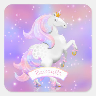 Magische Einhorn-Prinzessin zum Geburtstag oder Ne Quadratischer Aufkleber