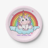 Magische Einhorn-Regenbogen-Birthday-Papierplatte Pappteller (Vorderseite)