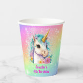 Magische Einhorn-Regenbogen-Glitzern Geburtstag Pappbecher (Vorderseite)