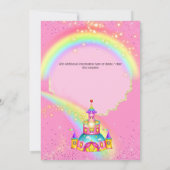 Magische Einhorn-Regenbogen-Himmel Glitzer Schloss Einladung (Rückseite)